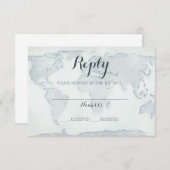 水彩地図結婚の返信カード 出欠カード (正面/裏面)
