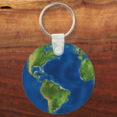 水彩地球の地球地理おもしろい3D錯覚 キーホルダー (正面)