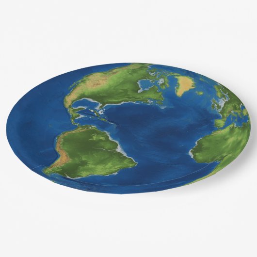 水彩地球の地球地理おもしろい3D錯覚 ペーパープレート (アングル)