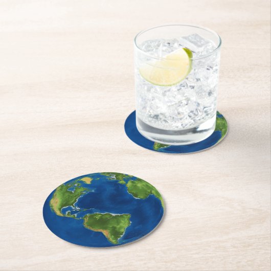 水彩地球の地球地理おもしろい3D錯覚 ラウンドペーパーコースター (インサイチュ)