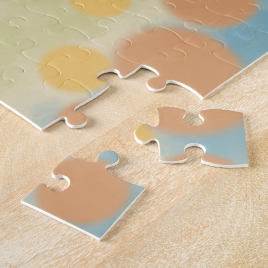 水彩垂直ストライプの水玉模様 ジグソーパズル (側面)