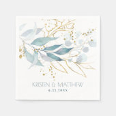 水彩埃っぽいブルーフローラエレガントな結婚式 スタンダードカクテルナプキン (正面)
