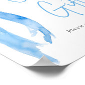 水彩埃っぽい青い弓カードとギフトサイン ポスター (角)