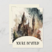 水彩城アートワーク誕生日招待状 インビテーションポストカード (正面/裏面)