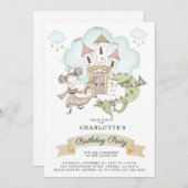 水彩城プリンセスドラゴンガールズ誕生日 招待状 (正面/裏面)