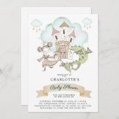 水彩城プリンセスドラゴンベビーシャワー 招待状 (正面/裏面)
