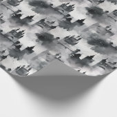 水彩城ラッピング紙 – 白黒 ラッピングペーパー (角)