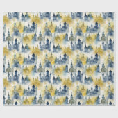 水彩城ラッピング紙 – 青&黄 ラッピングペーパー (フラット)