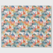 水彩城郭ラッピング紙 ラッピングペーパー (フラット)