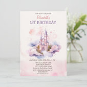 水彩城雲のフェアリーテール誕生日 招待状 (スタンド正面)