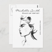水彩墨黒白人化粧 ポストカード (正面/裏面)