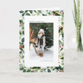 水彩変化ウィンターベリー写真クリスマス シーズンカード (正面)