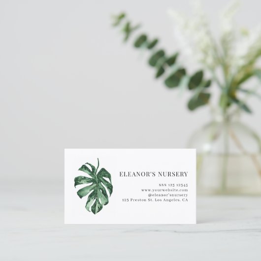水彩変化モンステラ熱帯子供部屋 名刺 (スタンド正面)