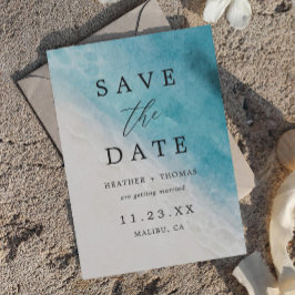 水彩夏のビーチ海沿岸の日付を保存 セーブザデート