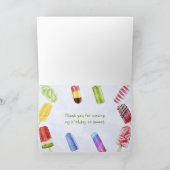 水彩夏のポップシクル誕生日パーティー サンキューカード (内部)