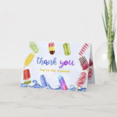 水彩夏のポップシクル誕生日パーティー サンキューカード (正面)