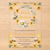 水彩夏のミツバチとヒマワリ甘い16 アクリル招待状 (正面)