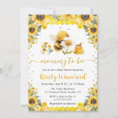 水彩夏のミツバチとヒマワリ赤ちゃんシャワー 招待状 (正面)