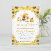 水彩夏のミツバチとヒマワリ赤ちゃんシャワー 招待状 (スタンド正面)