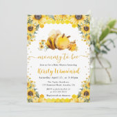 水彩夏のミツバチとヒマワリ赤ちゃんシャワー 招待状 (スタンド正面)