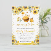 水彩夏のミツバチとヒマワリ赤ちゃんシャワー 招待状 (スタンド正面)