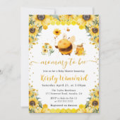 水彩夏のミツバチとヒマワリ赤ちゃんシャワー 招待状 (正面)