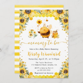 水彩夏のミツバチとヒマワリ赤ちゃんシャワー 招待状