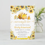 水彩夏のミツバチとヒマワリ赤ちゃんシャワー 招待状 (スタンド正面)