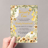 水彩夏のミツバチと花21歳の誕生日 アクリル招待状 (インサイチュ (ポータブル))