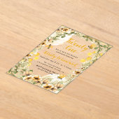 水彩夏のミツバチと花21歳の誕生日 アクリル招待状 (レイダウン)