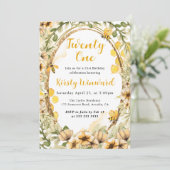 水彩夏のミツバチと花21歳の誕生日 招待状 (スタンド正面)