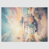 水彩夏の旅行トロピカルレトロバス 薄葉紙 (正面)