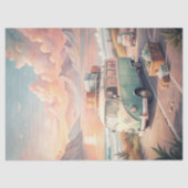 水彩夏の旅行トロピカルレトロバス 薄葉紙 (正面)