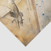 水彩夏の旅行ブルーのレトロ飛行機 薄葉紙 (詳細)