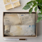 水彩夏の旅行ブルーのレトロ飛行機 薄葉紙 (ギフト)