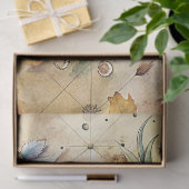 水彩夏の旅行レトロなフローラコンパス 薄葉紙 (ギフト)