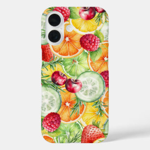 水彩夏の果実 iPhone 16ケース
