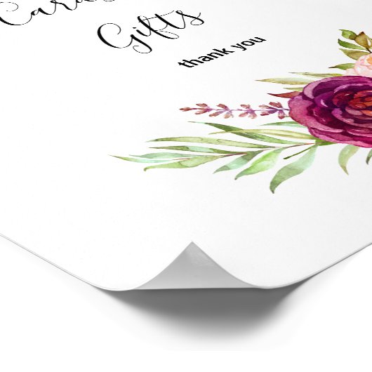 水彩夏の花のカードとギフトのサイン ポスター (角)