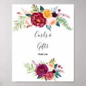 水彩夏の花のカードとギフトの看板 ポスター (正面)