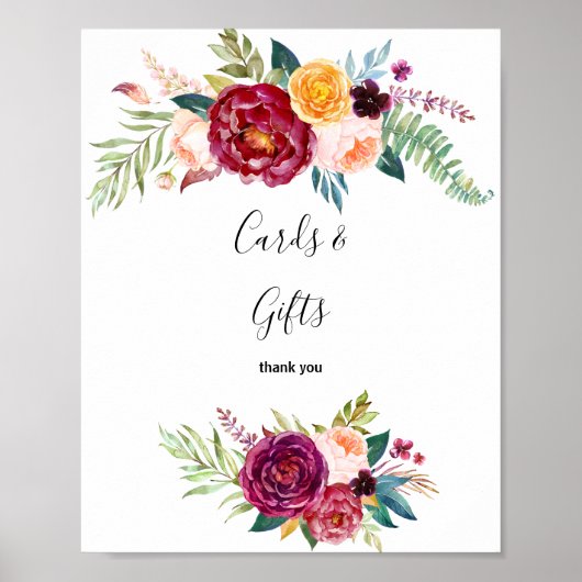 水彩夏の花のカードとギフトの看板 ポスター (正面)