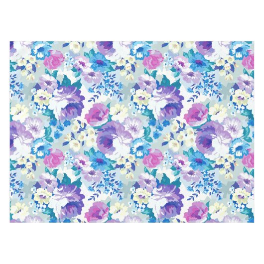 水彩夏の花イラストレーション模様 テーブルクロス (正面(横))