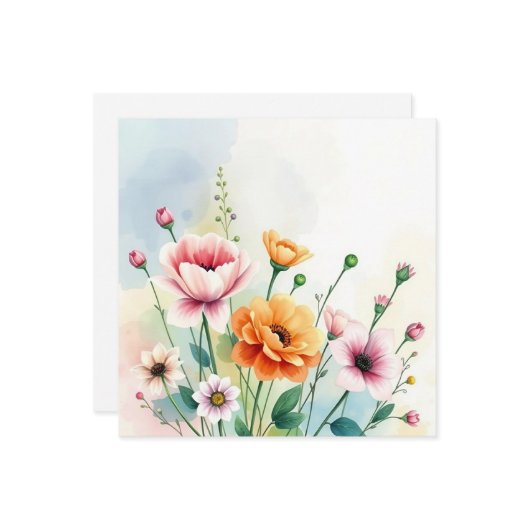 水彩夏の花 カード (正面/裏面インサイチュ)