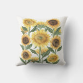 水彩夏ひまわりフローラ植物学 クッション (裏面)