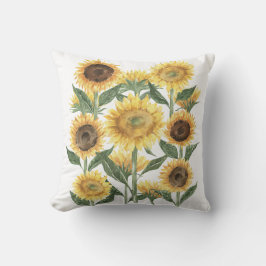 水彩夏ひまわりフローラ植物学 クッション
