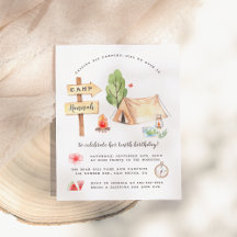 水彩夏キャンピングガールズバースデーパーティー