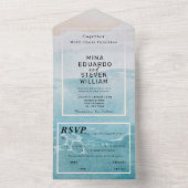 水彩夏ビーチ結婚式 オールインワン招待状 (内側)