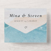 水彩夏ビーチ結婚式 オールインワン招待状 (裏面)