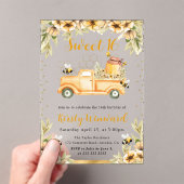 水彩夏ビートラック&ひまわり甘い16 アクリル招待状 (インサイチュ (ポータブル))