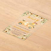 水彩夏ビートラック&ひまわり甘い16 アクリル招待状 (レイダウン)