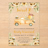 水彩夏ビートラック&ひまわり甘い16 アクリル招待状 (正面)